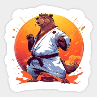 karate capybara Sticker